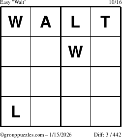 The grouppuzzles.com Easy Walt puzzle for Thursday January 15, 2026