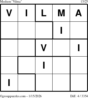 The grouppuzzles.com Medium Vilma puzzle for Thursday January 15, 2026