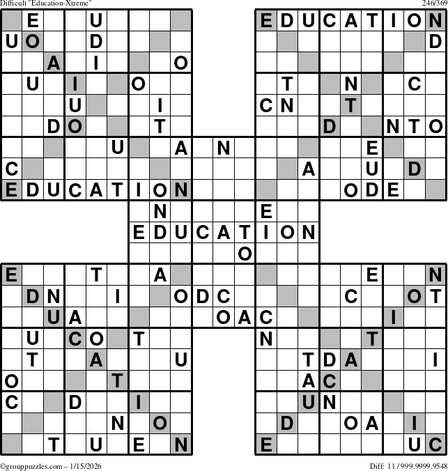 The grouppuzzles.com Difficult Education-Xtreme puzzle for Thursday January 15, 2026