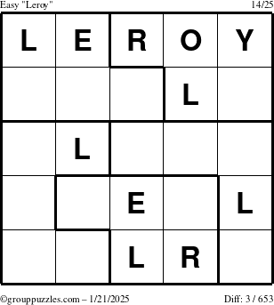 The grouppuzzles.com Easy Leroy puzzle for Tuesday January 21, 2025