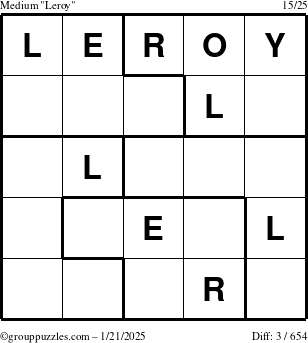 The grouppuzzles.com Medium Leroy puzzle for Tuesday January 21, 2025