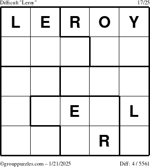 The grouppuzzles.com Difficult Leroy puzzle for Tuesday January 21, 2025