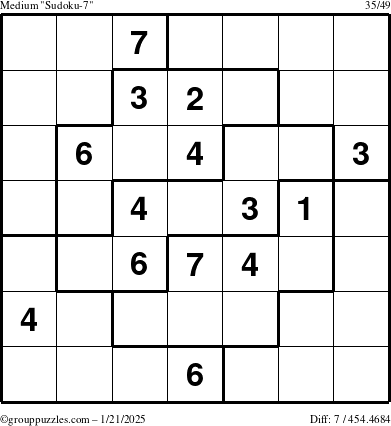 The grouppuzzles.com Medium Sudoku-7 puzzle for Tuesday January 21, 2025