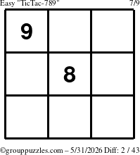 The grouppuzzles.com Easy TicTac-789 puzzle for Sunday May 31, 2026