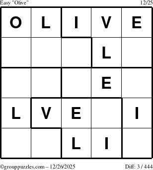 The grouppuzzles.com Easy Olive puzzle for Friday December 26, 2025