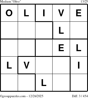 The grouppuzzles.com Medium Olive puzzle for Friday December 26, 2025