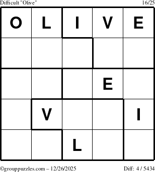 The grouppuzzles.com Difficult Olive puzzle for Friday December 26, 2025