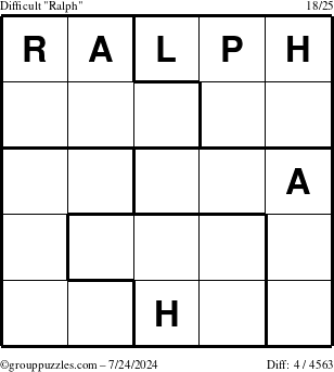 The grouppuzzles.com Difficult Ralph puzzle for Wednesday July 24, 2024