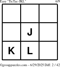 The grouppuzzles.com Easy TicTac-JKL puzzle for Sunday June 29, 2025