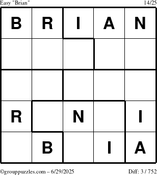 The grouppuzzles.com Easy Brian puzzle for Sunday June 29, 2025
