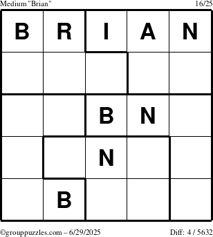 The grouppuzzles.com Medium Brian puzzle for Sunday June 29, 2025