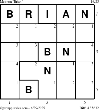 The grouppuzzles.com Medium Brian puzzle for Sunday June 29, 2025 with all 4 steps marked