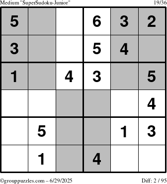 The grouppuzzles.com Medium SuperSudoku-Junior puzzle for Sunday June 29, 2025