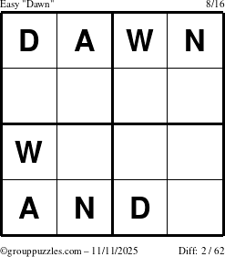 The grouppuzzles.com Easy Dawn puzzle for Tuesday November 11, 2025