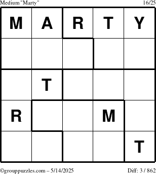 The grouppuzzles.com Medium Marty puzzle for Wednesday May 14, 2025