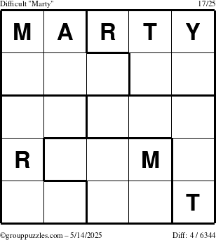 The grouppuzzles.com Difficult Marty puzzle for Wednesday May 14, 2025
