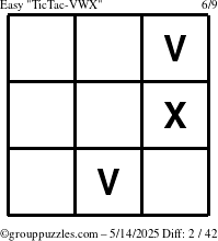 The grouppuzzles.com Easy TicTac-VWX puzzle for Wednesday May 14, 2025