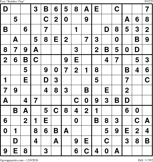 The grouppuzzles.com Easy Sudoku-15up puzzle for Monday December 9, 2024