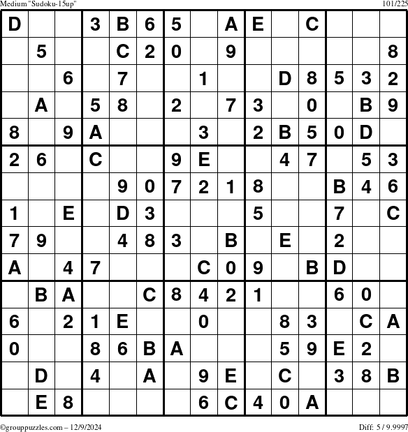 The grouppuzzles.com Medium Sudoku-15up puzzle for Monday December 9, 2024