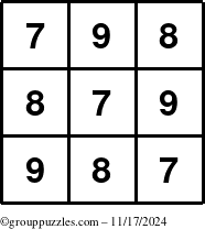 The grouppuzzles.com Answer grid for the TicTac-789 puzzle for Sunday November 17, 2024