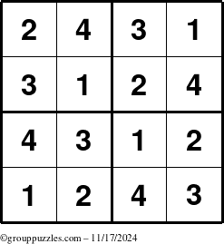 The grouppuzzles.com Answer grid for the Sudoku-4 puzzle for Sunday November 17, 2024