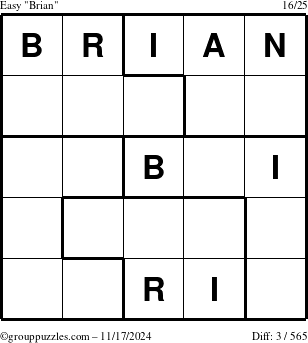 The grouppuzzles.com Easy Brian puzzle for Sunday November 17, 2024