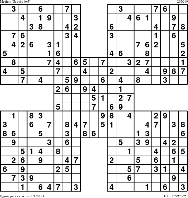 The grouppuzzles.com Medium Sudoku-by5 puzzle for Sunday November 17, 2024