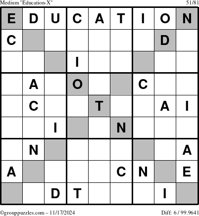 The grouppuzzles.com Medium Education-X puzzle for Sunday November 17, 2024