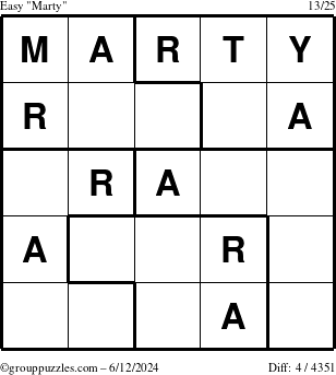 The grouppuzzles.com Easy Marty puzzle for Wednesday June 12, 2024