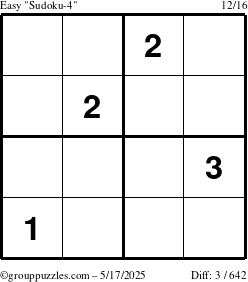 The grouppuzzles.com Easy Sudoku-4 puzzle for Saturday May 17, 2025