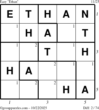The grouppuzzles.com Easy Ethan puzzle for Wednesday October 22, 2025 with all 2 steps marked