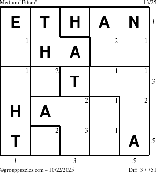 The grouppuzzles.com Medium Ethan puzzle for Wednesday October 22, 2025 with all 3 steps marked