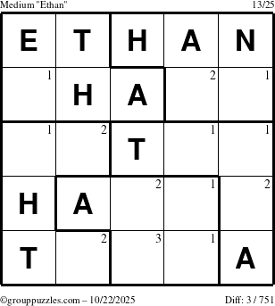 The grouppuzzles.com Medium Ethan puzzle for Wednesday October 22, 2025 with the first 3 steps marked