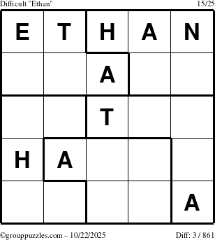 The grouppuzzles.com Difficult Ethan puzzle for Wednesday October 22, 2025