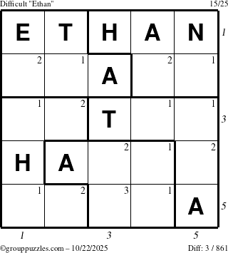 The grouppuzzles.com Difficult Ethan puzzle for Wednesday October 22, 2025 with all 3 steps marked