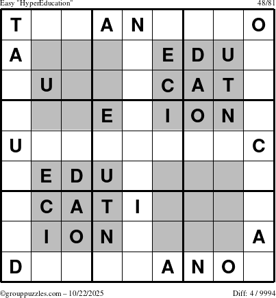 The grouppuzzles.com Easy HyperEducation-i23 puzzle for Wednesday October 22, 2025