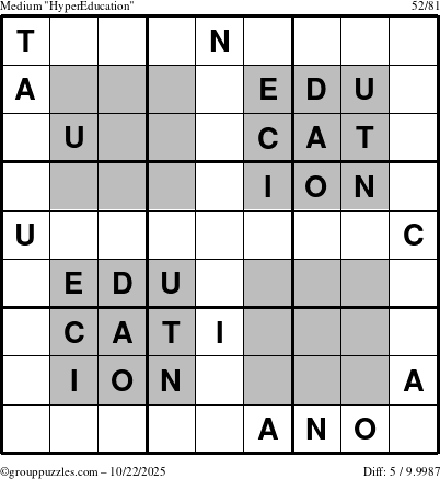 The grouppuzzles.com Medium HyperEducation-i23 puzzle for Wednesday October 22, 2025