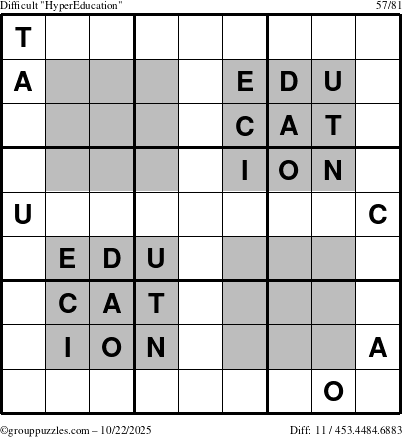 The grouppuzzles.com Difficult HyperEducation-i23 puzzle for Wednesday October 22, 2025