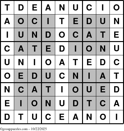 The grouppuzzles.com Answer grid for the HyperEducation-i23 puzzle for Wednesday October 22, 2025