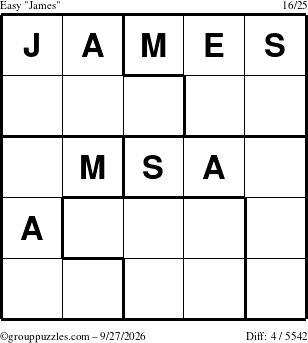 The grouppuzzles.com Easy James puzzle for Sunday September 27, 2026