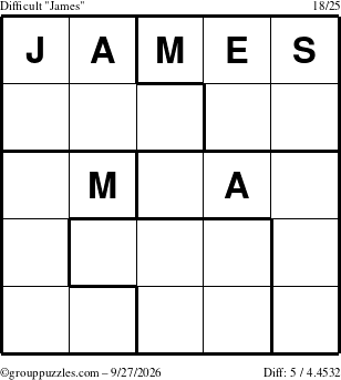 The grouppuzzles.com Difficult James puzzle for Sunday September 27, 2026