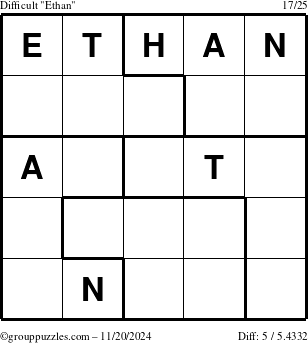 The grouppuzzles.com Difficult Ethan puzzle for Wednesday November 20, 2024