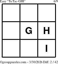 The grouppuzzles.com Easy TicTac-GHI puzzle for Monday March 30, 2026