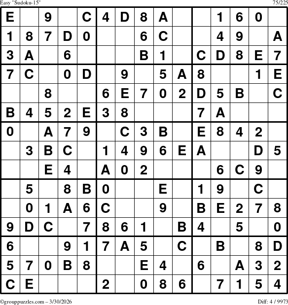The grouppuzzles.com Easy Sudoku-15 puzzle for Monday March 30, 2026