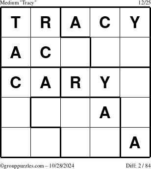 The grouppuzzles.com Medium Tracy puzzle for Monday October 28, 2024