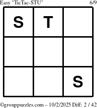 The grouppuzzles.com Easy TicTac-STU puzzle for Thursday October 2, 2025