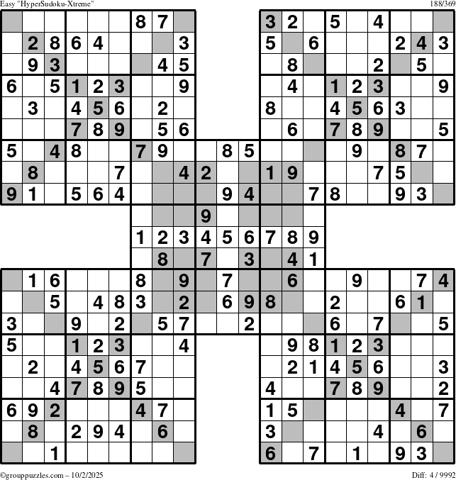 The grouppuzzles.com Easy cover-HyperXtreme puzzle for Thursday October 2, 2025