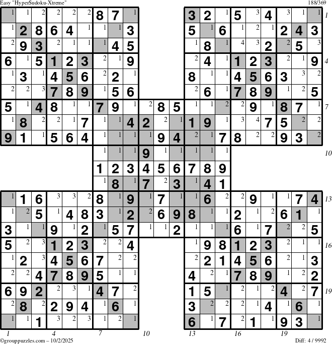 The grouppuzzles.com Easy cover-HyperXtreme puzzle for Thursday October 2, 2025 with all 4 steps marked