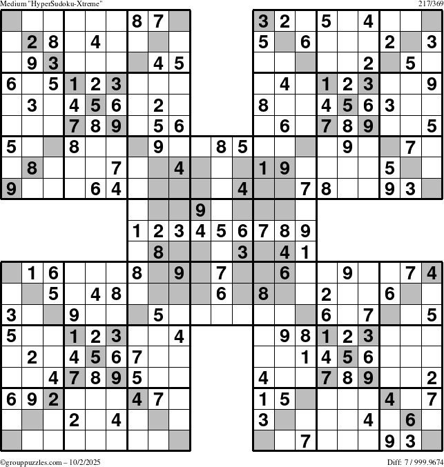 The grouppuzzles.com Medium cover-HyperXtreme puzzle for Thursday October 2, 2025