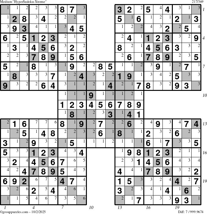 The grouppuzzles.com Medium cover-HyperXtreme puzzle for Thursday October 2, 2025 with all 7 steps marked